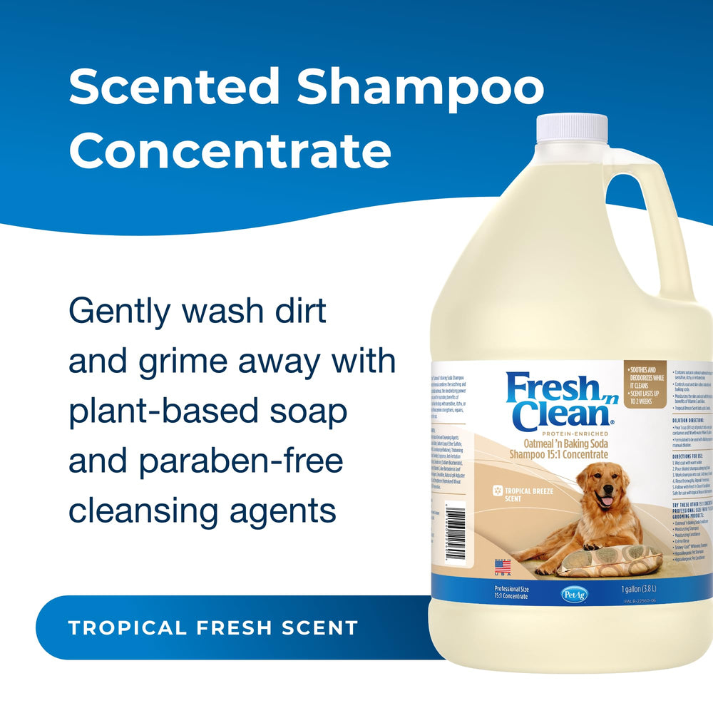 PetAg Fresh ’n Clean being poured for a gentle wash during bath