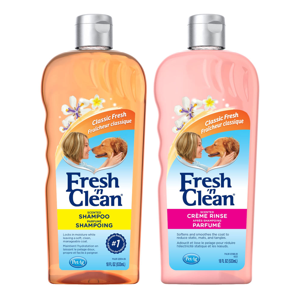 PetAg Fresh ’n Clean Shampoo bottle for gentle dog cleansing with classic scent.