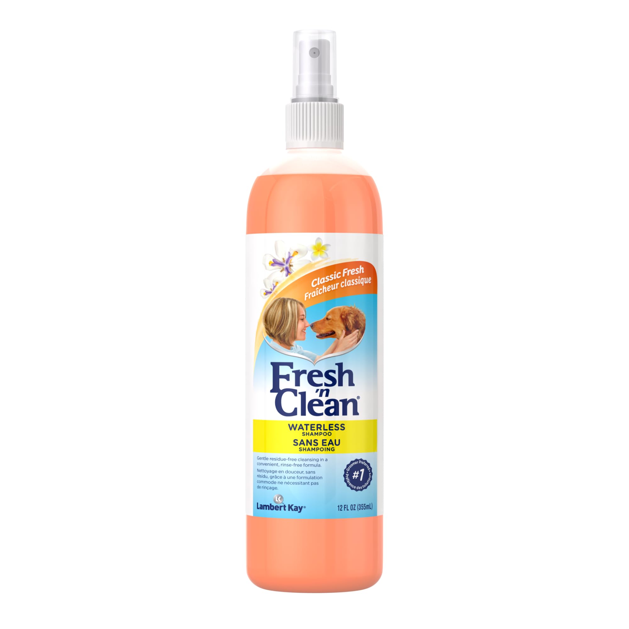 PetAg Fresh ’n Clean Waterless Shampoo bottle for easy rinse-free, on-the-go grooming.