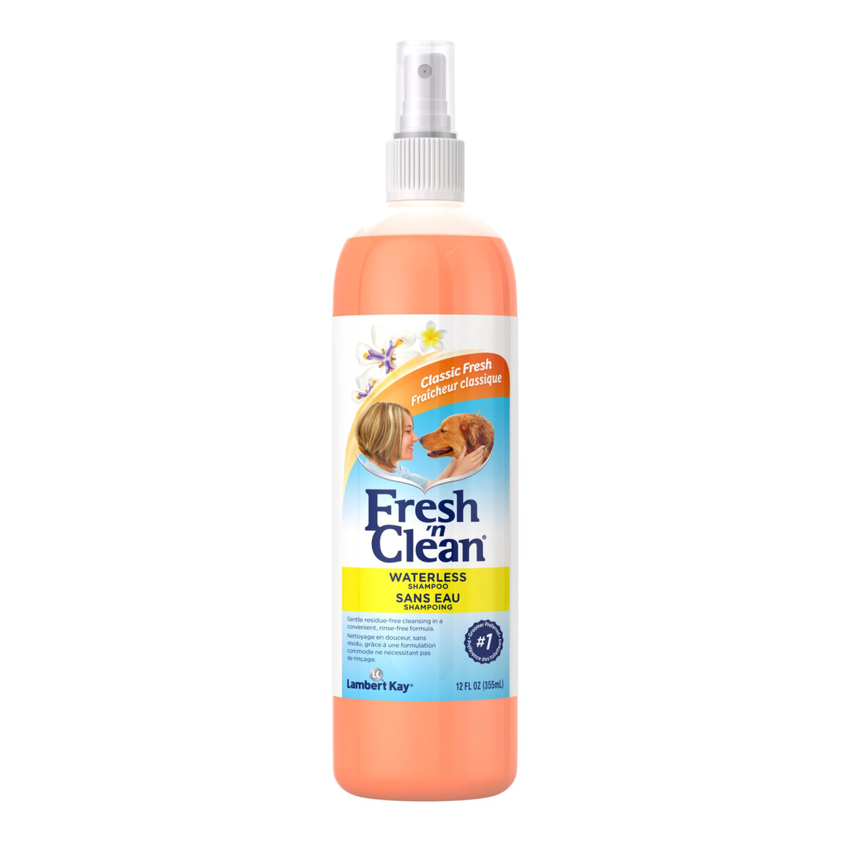 PetAg Fresh ’n Clean Waterless Shampoo bottle for easy rinse-free, on-the-go grooming.