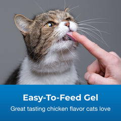 PetAg Hairball Solution Gel serving guide shows proper dose for cats 6 months and older.