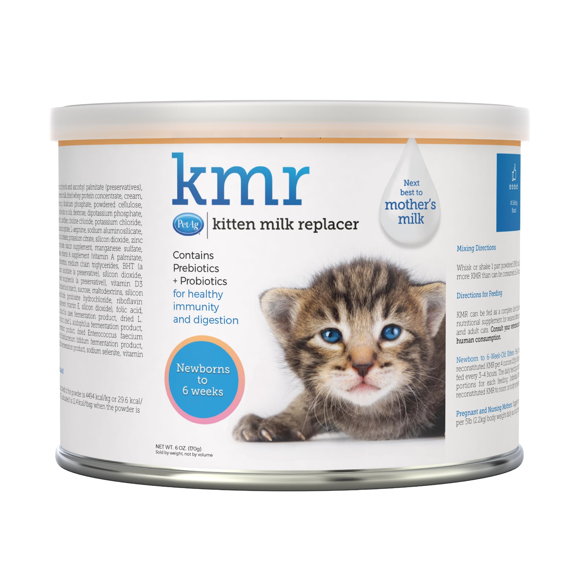 PetAg KMR kitten milk replacer powder can (6 oz) for essential newborn nutrition