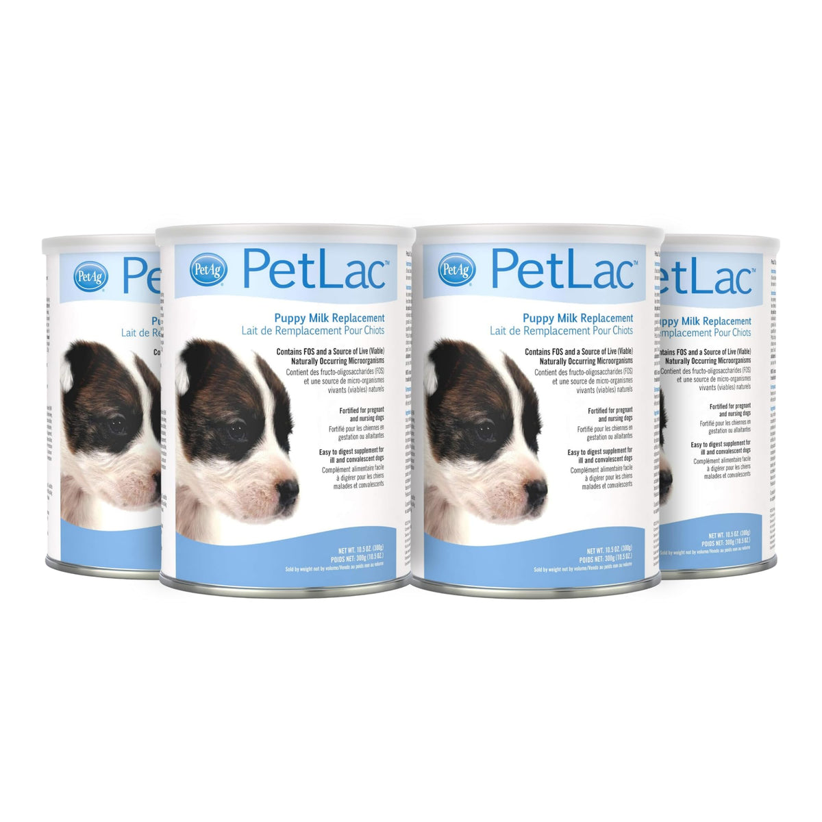 PetLac powder can from PetAg supports growth with complete nutrition.