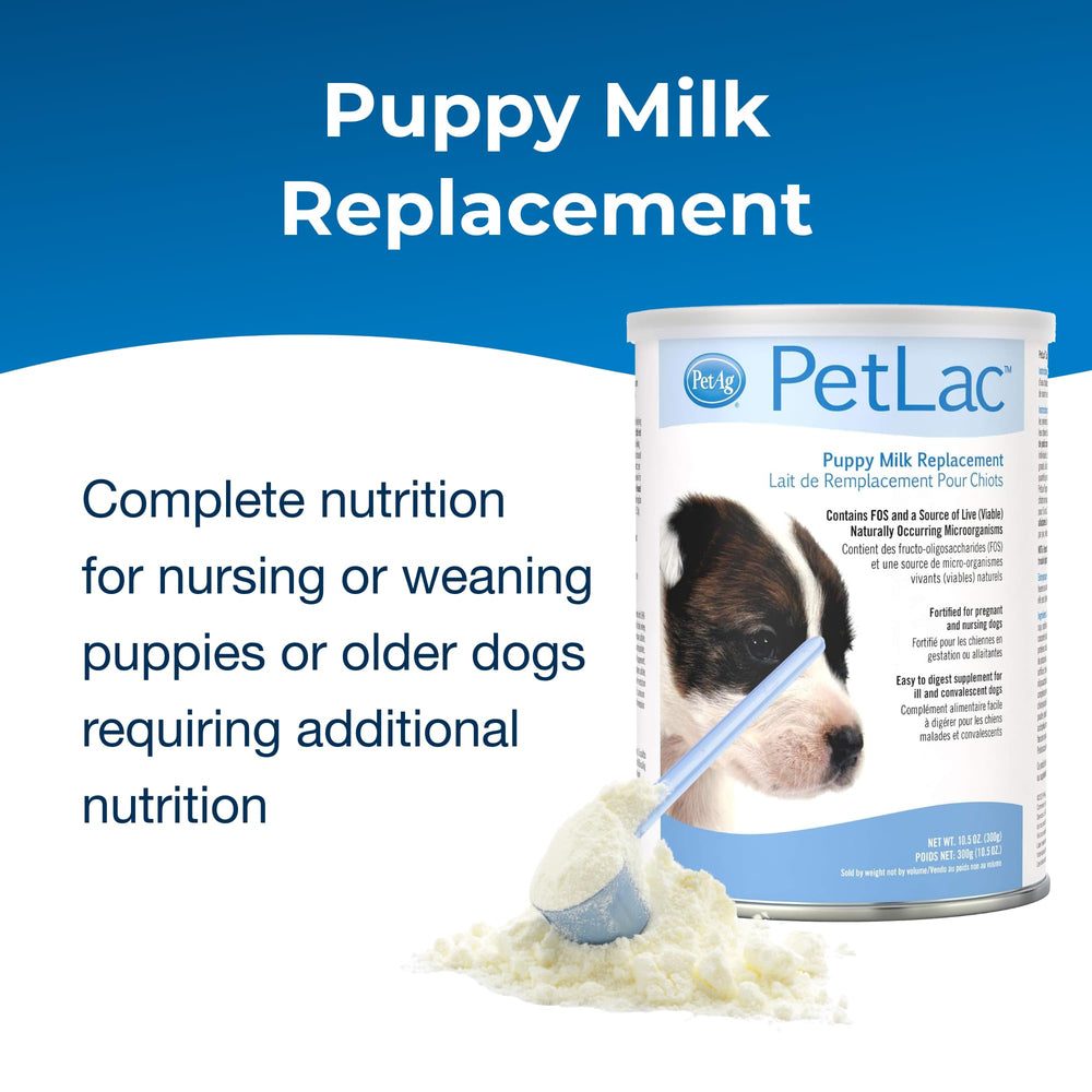 PetLac puppy milk replacer scoop helps precise measurement for safe feeds.