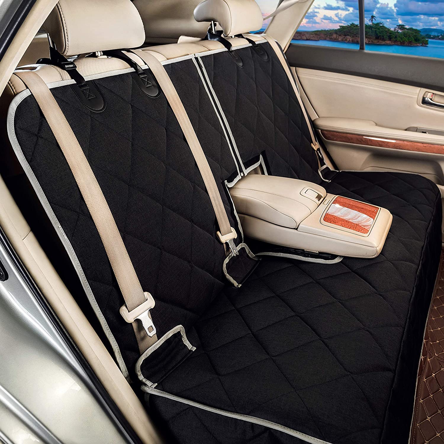 Petalage dog seat cover waterproof back seat protects upholstery and keeps interiors clean.