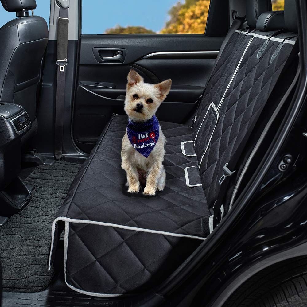 Petalage heavy-duty nonslip back seat cover prevents pet sliding during trips.