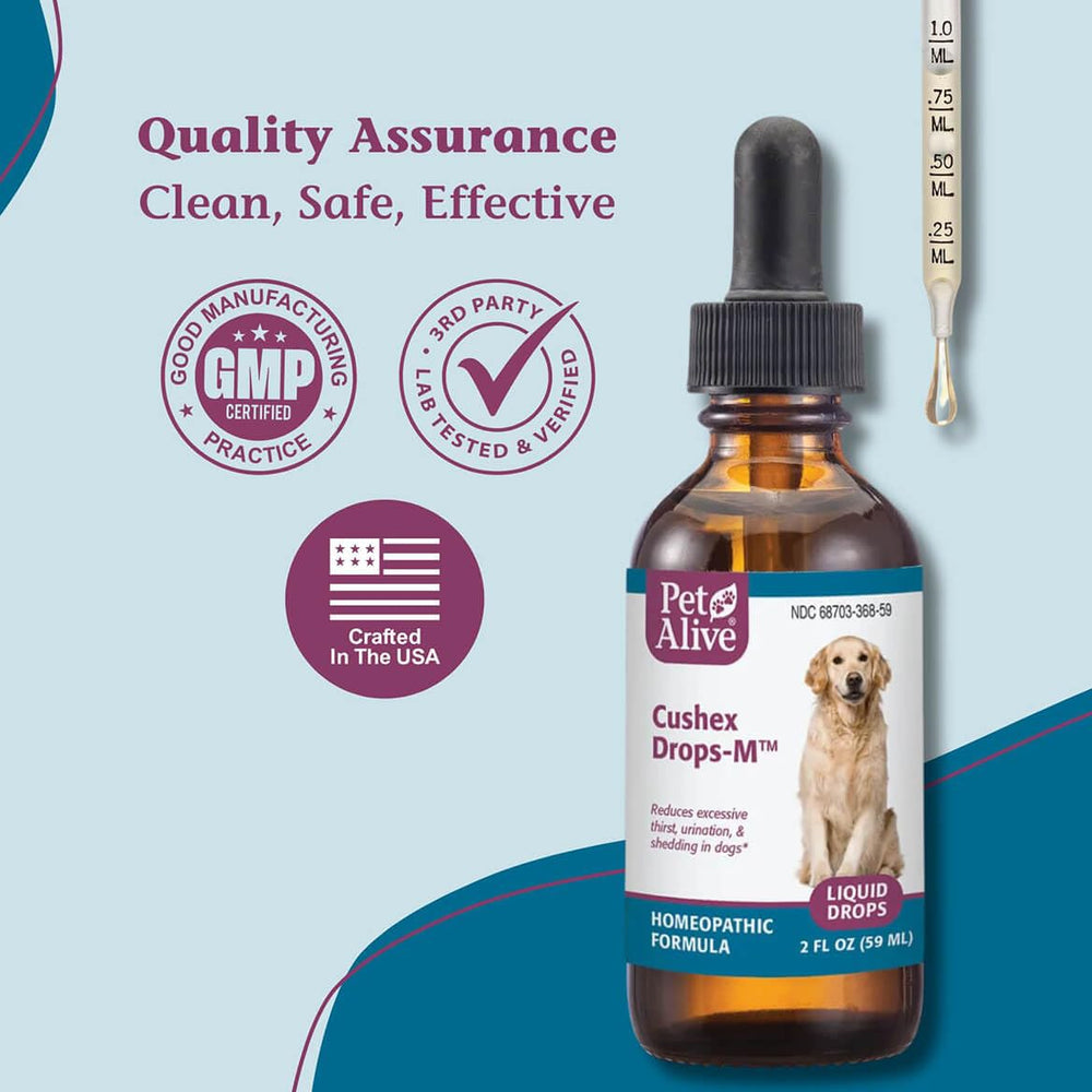 PetAlive Cushex Drops-M digestive support concept for pets.