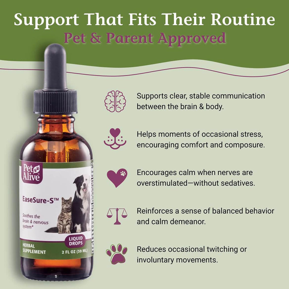 EaseSure-S drops administered in pet's mouth for fast comfort