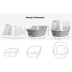 Petphabet Jumbo Hooded Cat Litter Box dimensions highlight spacious interior