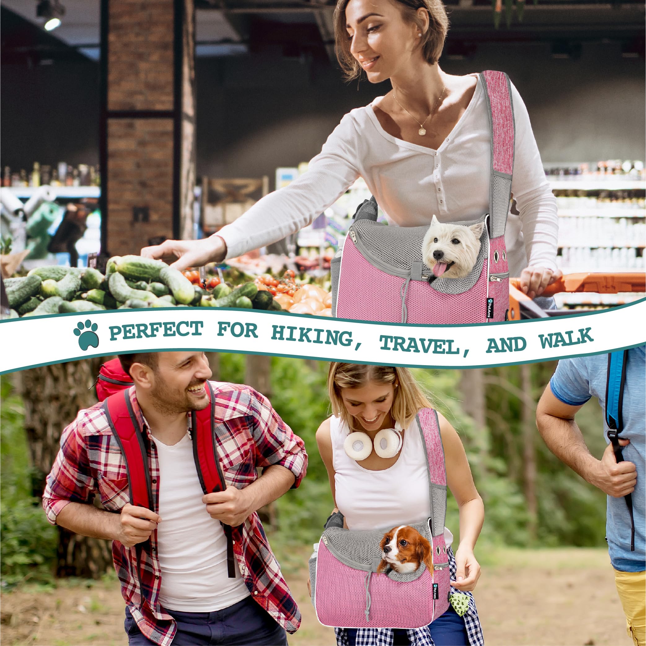 PetAmi adjustable padded shoulder strap for comfortable long walks