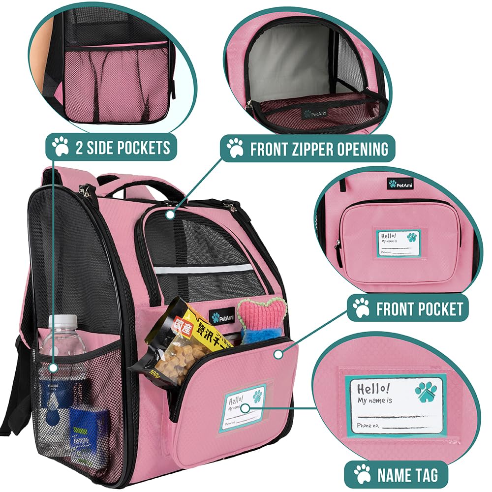 PetAmi airline approved pet backpack with safety buckle for secure travel.