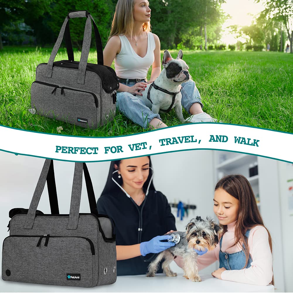PetAmi airline approved travel carrier supports easy airport trips.