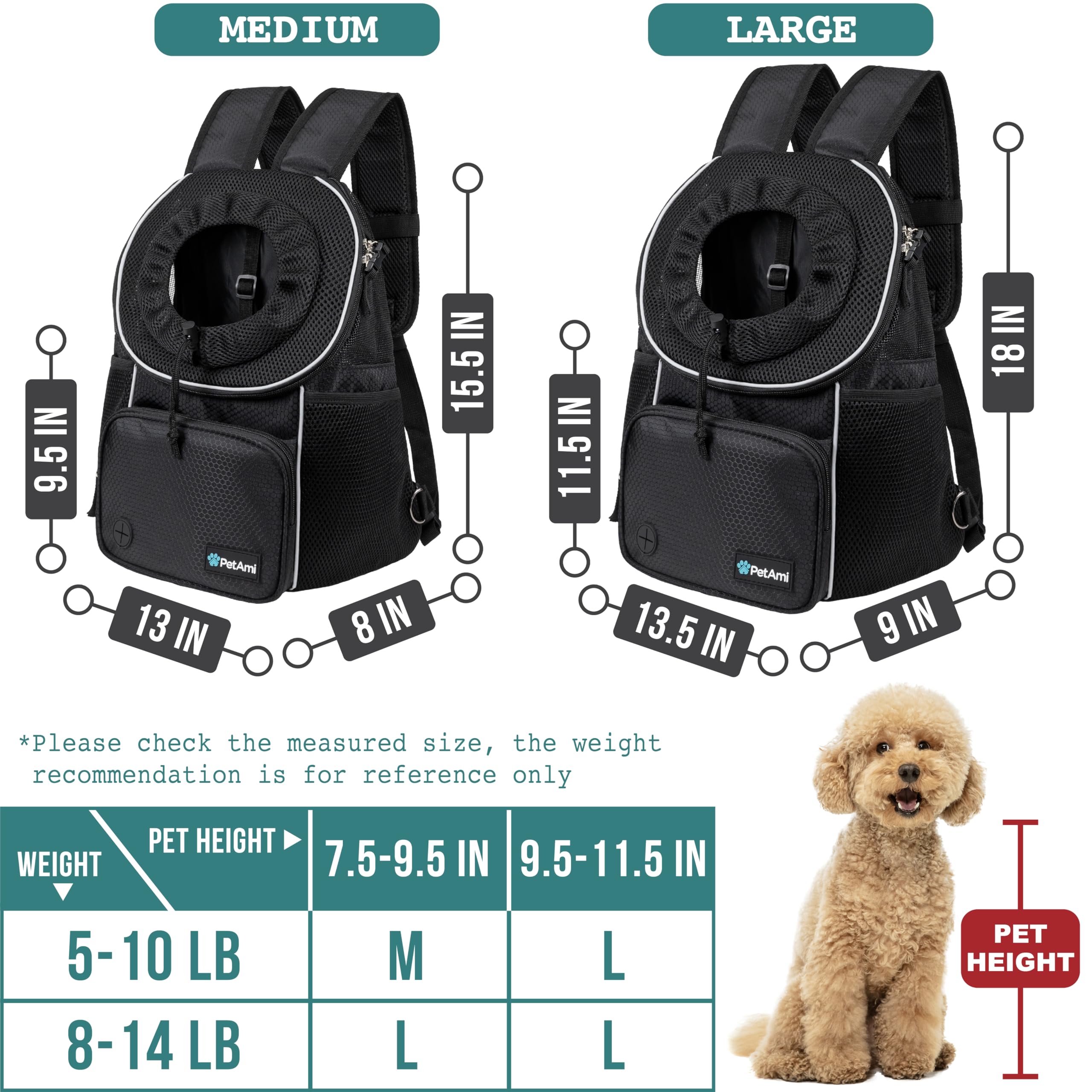 PetAmi padded back and shoulder straps for long trips