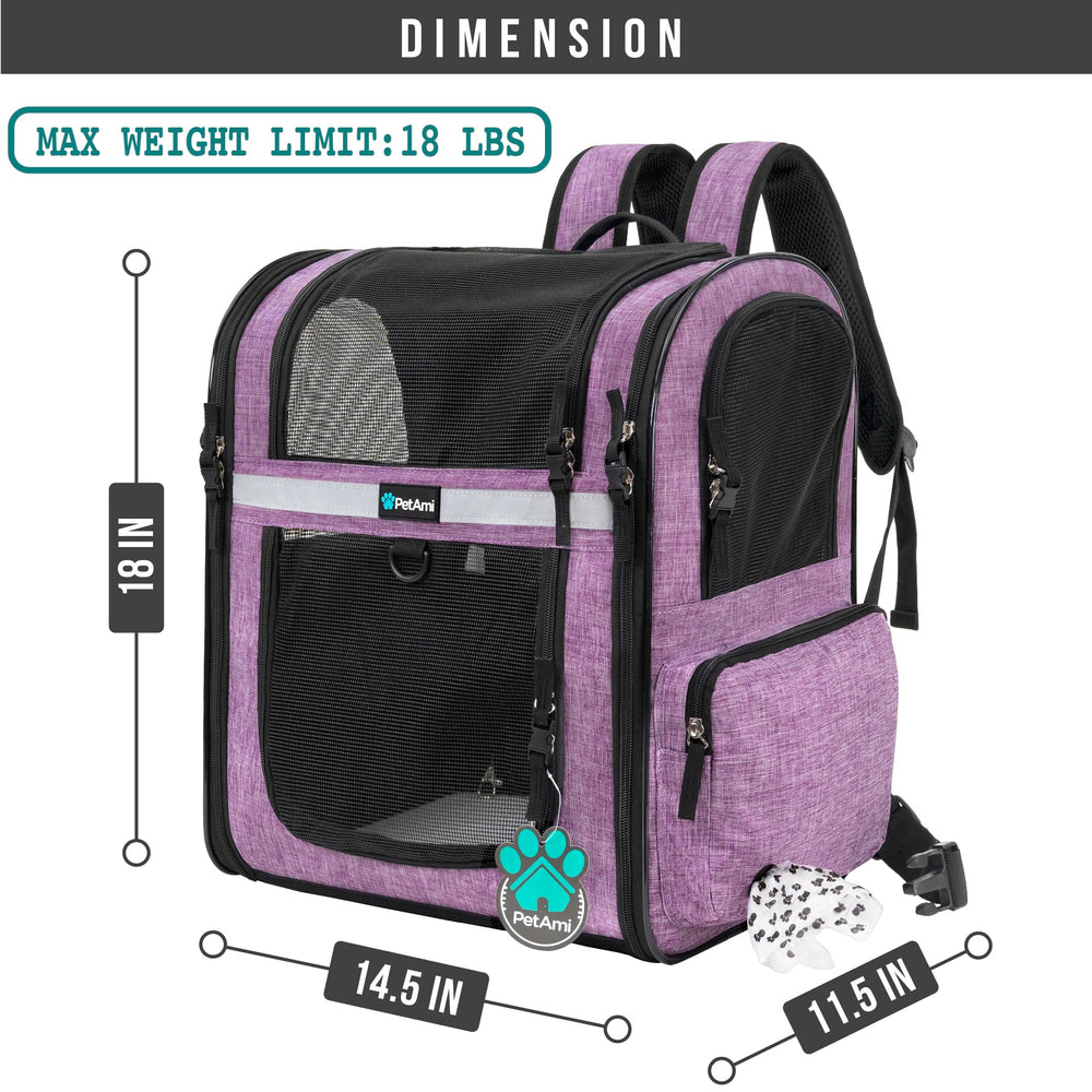 PetAmi backpack side-entry design for easy pet access and loading.