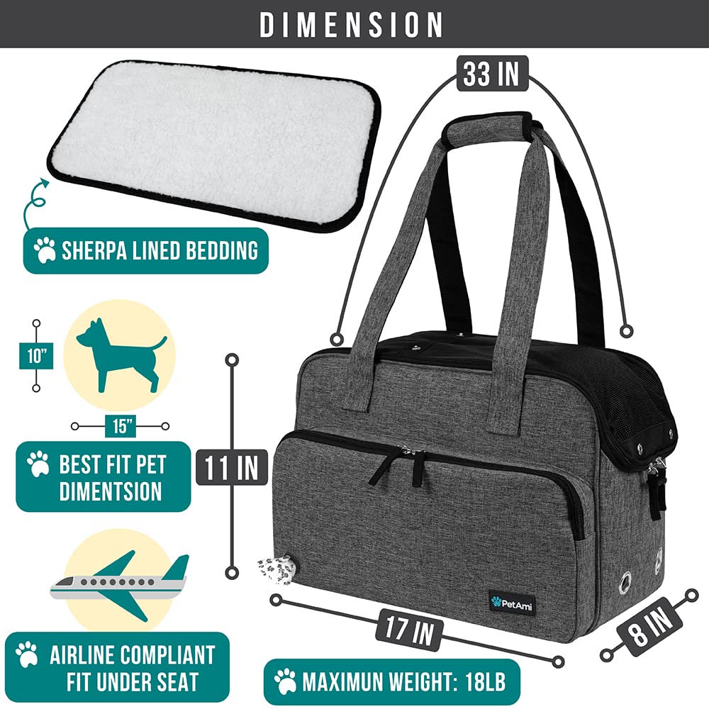 PetAmi breathable mesh pet tote with open top for ventilation.