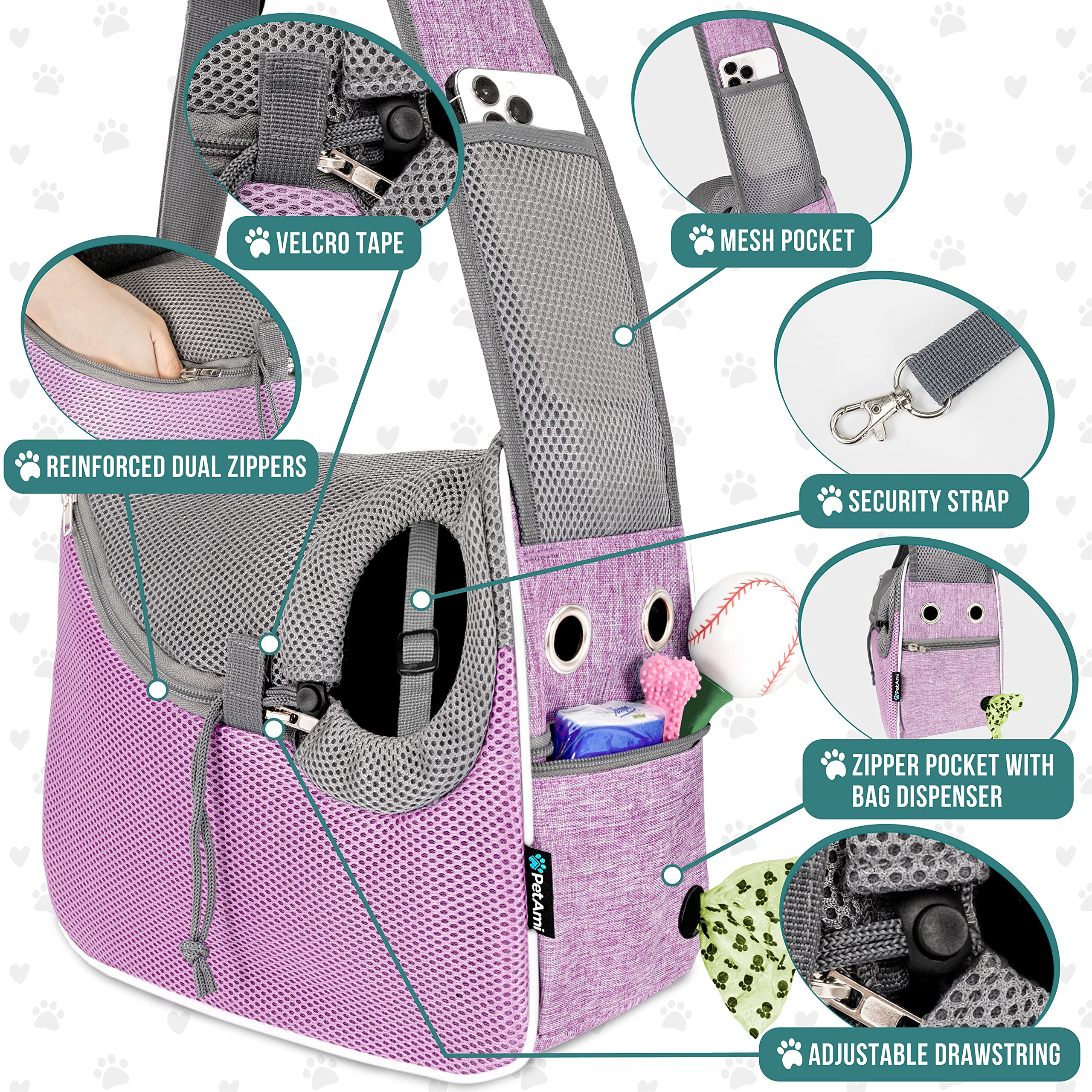 PetAmi breathable mesh panels ensure airflow during outings.