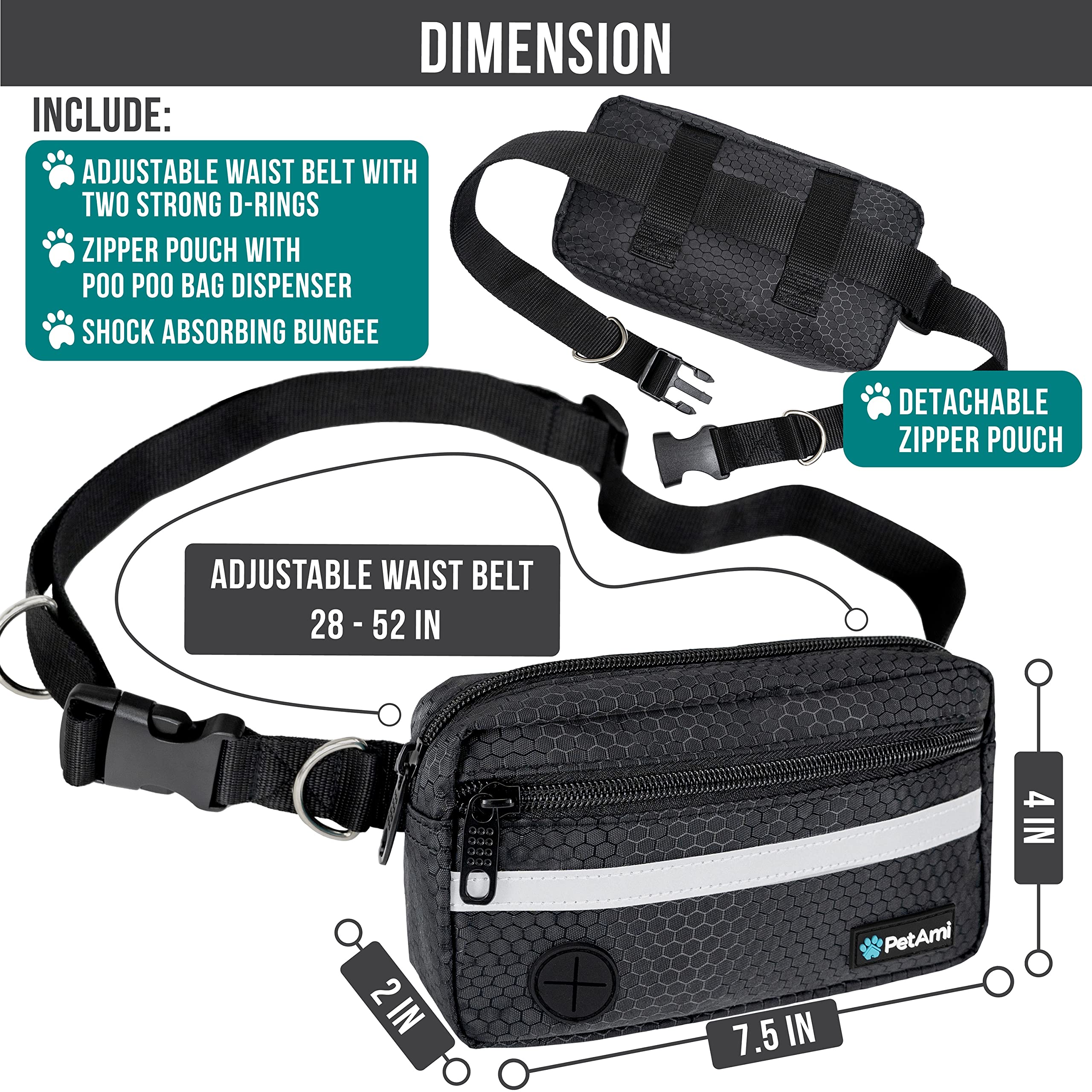 PetAmi bungee leash handle provides comfortable control during jogs.