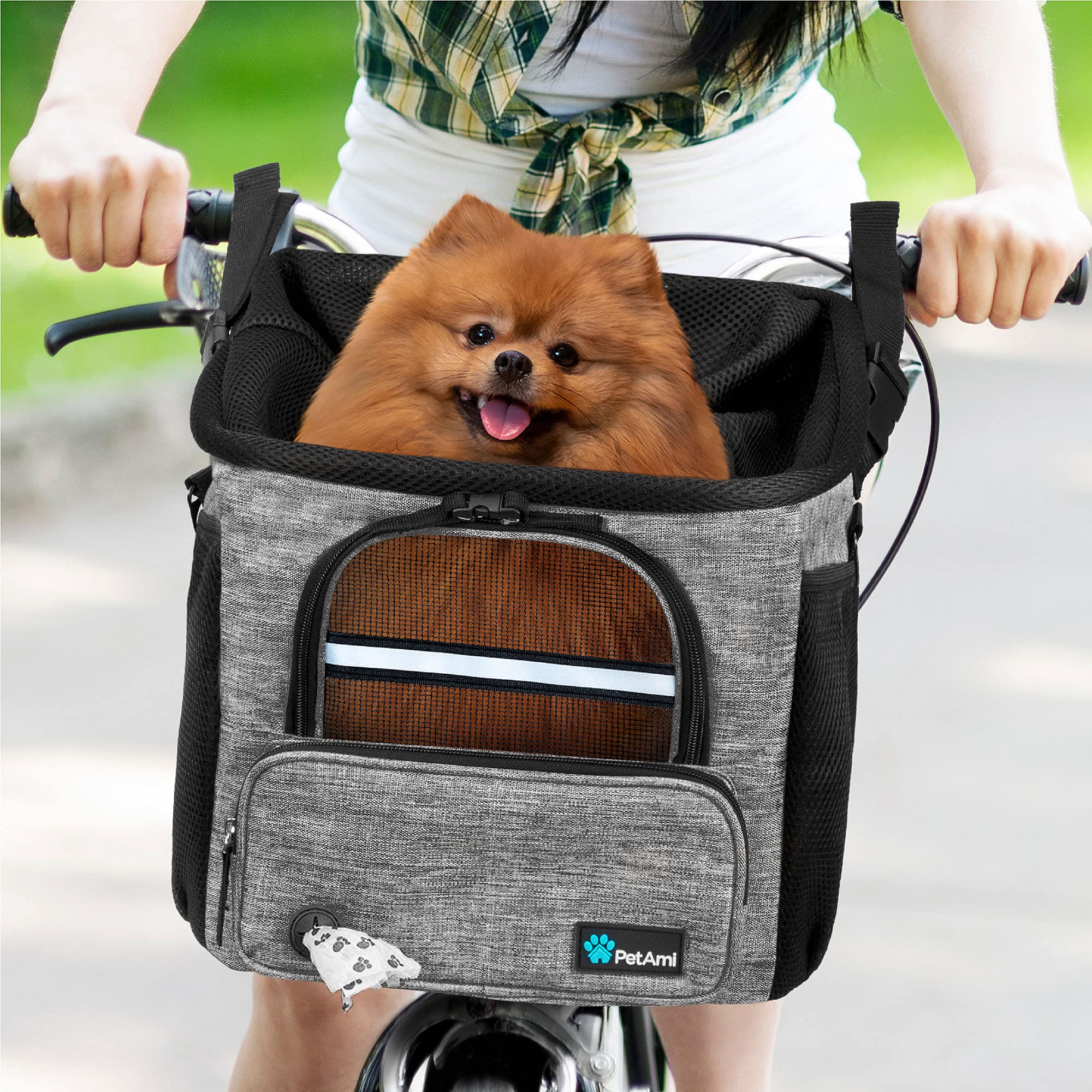 PetAmi dog bike basket compact storage folds flat after use