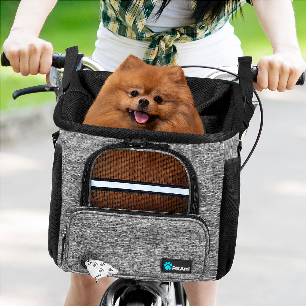 PetAmi dog bike basket compact storage folds flat after use