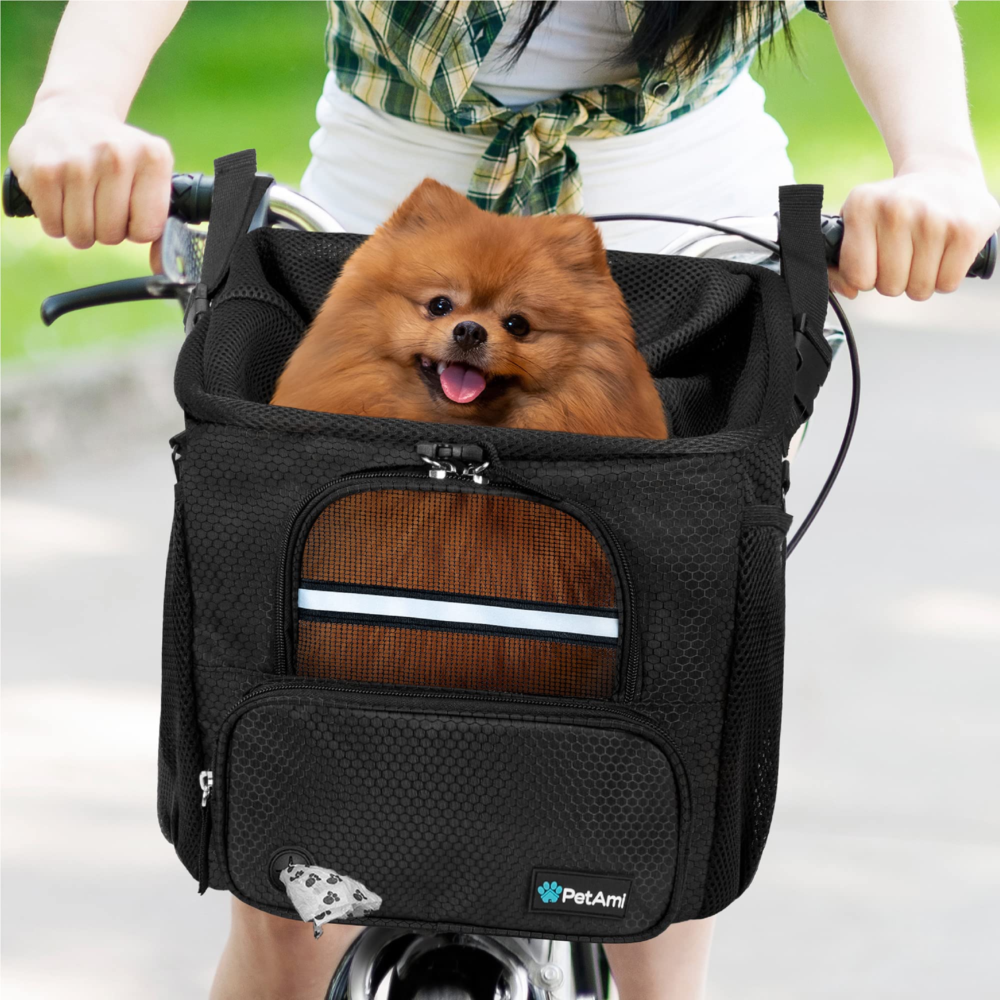 PetAmi dimensions indicate 11x9x12 inch carrier for small pets.