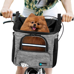 PetAmi dog bike basket front attachment for secure handlebars transport
