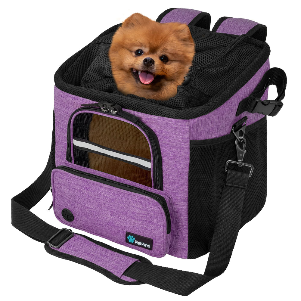 PetAmi Basket with pockets and poop bag dispenser for essentials.