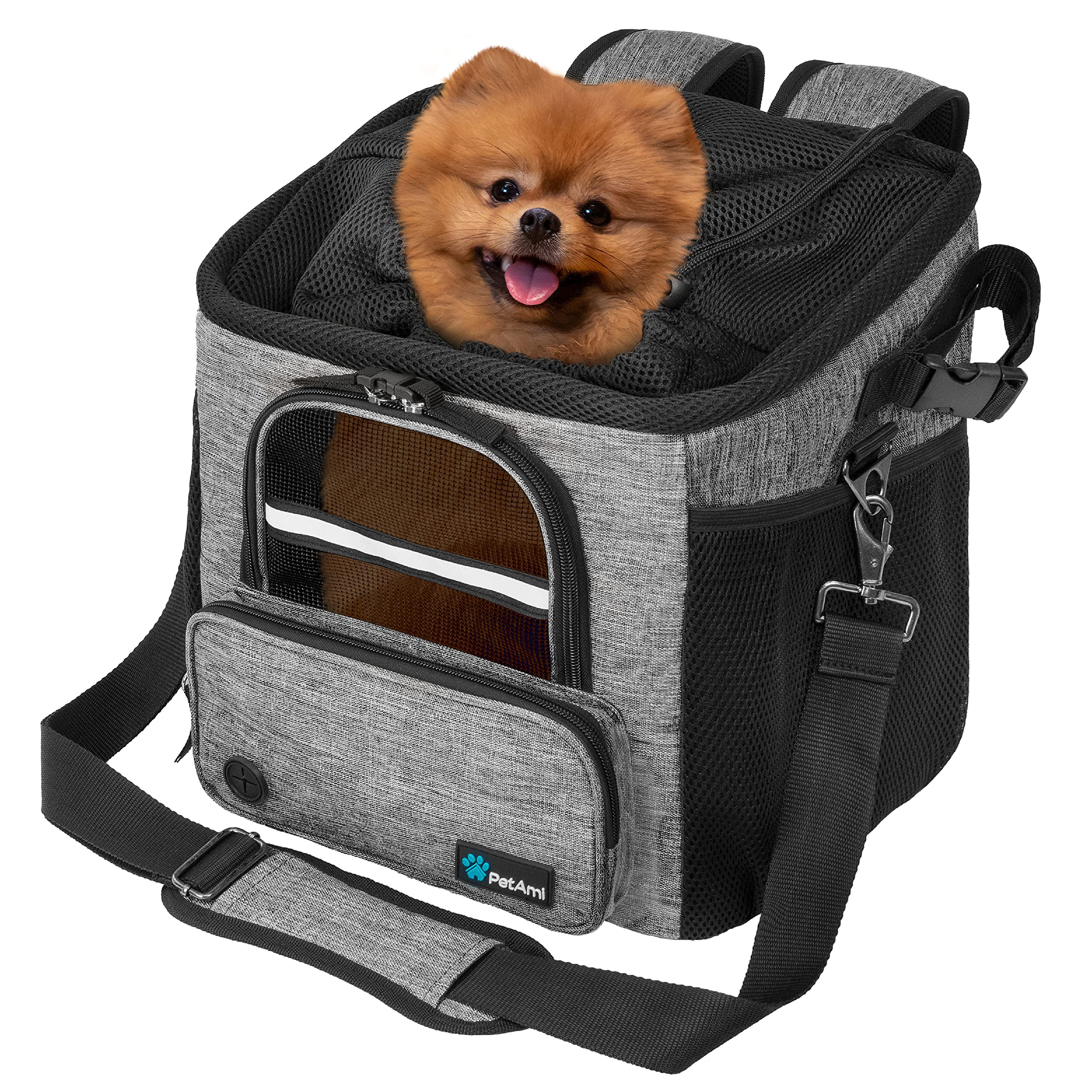 PetAmi dog bike basket poop bag dispenser keeps cleanup within reach