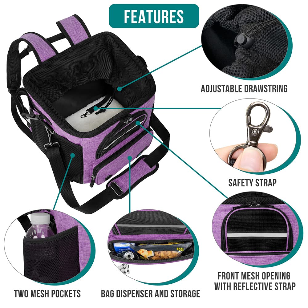 PetAmi Dog Bike Basket with sherpa bedding for cozy rides.