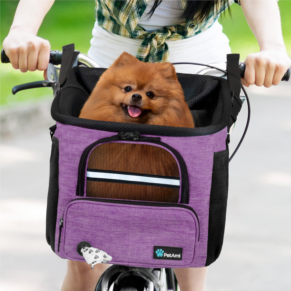 PetAmi Secure straps attach basket to bike frame for stability.