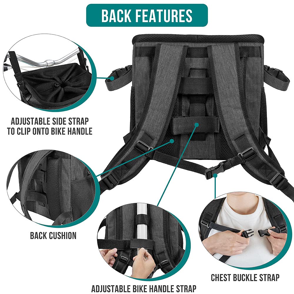 PetAmi dog bike car booster seat secured with adjustable straps for car rides.