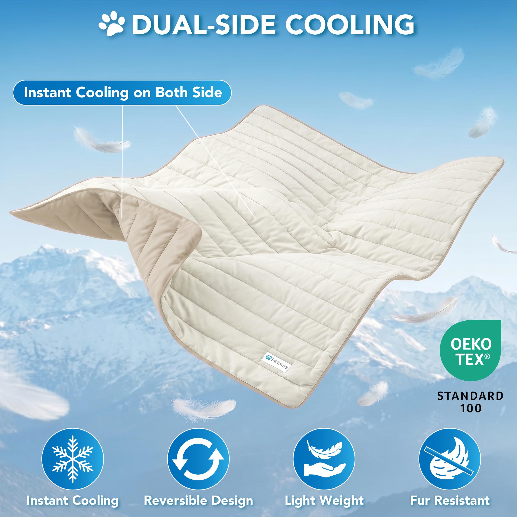 PetAmi cooling mat placed inside a crate for resting