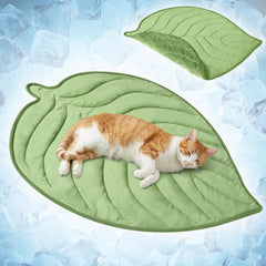 PetAmi dog cooling mat with leaf shape in sage green for all-season indoor comfort.