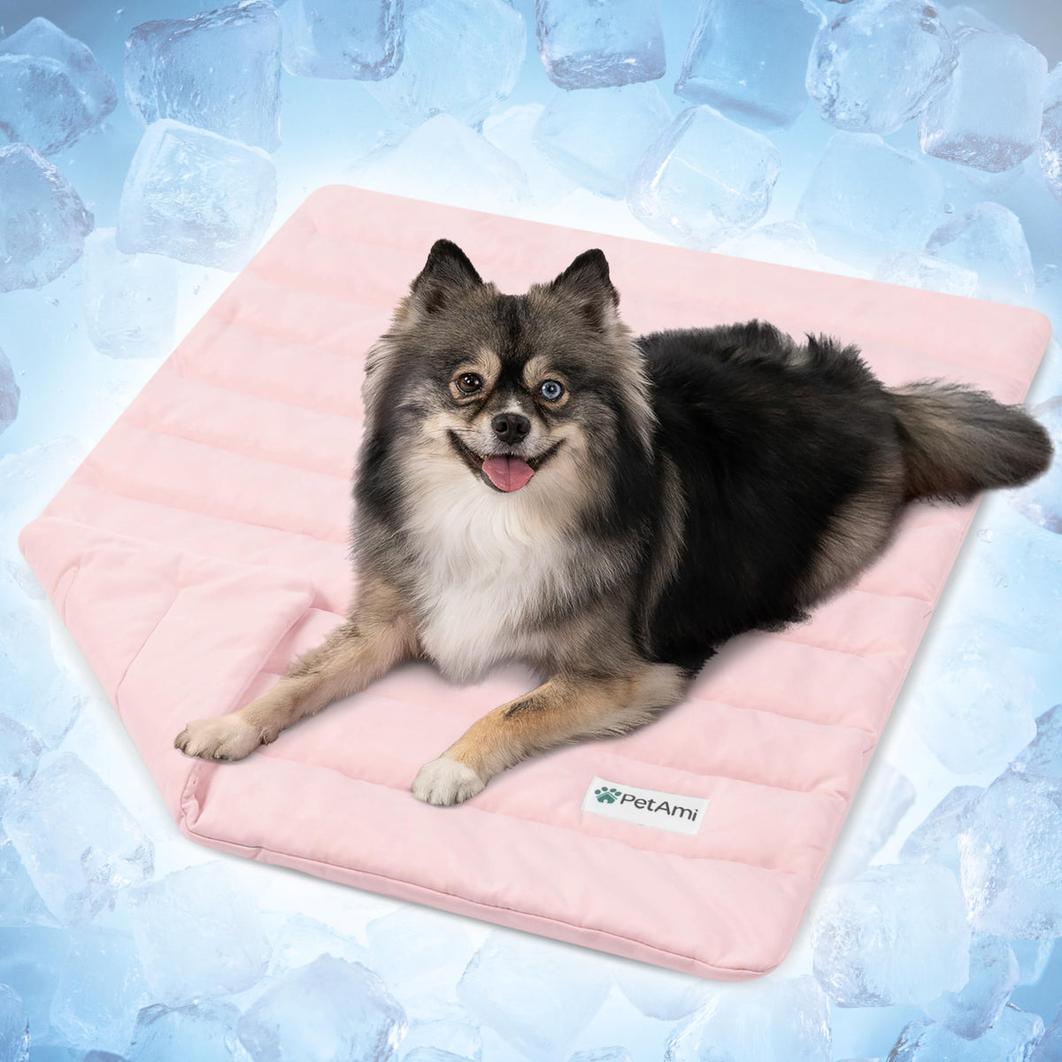 PetAmi dog cooling mat in pink provides cooling comfort and plush support