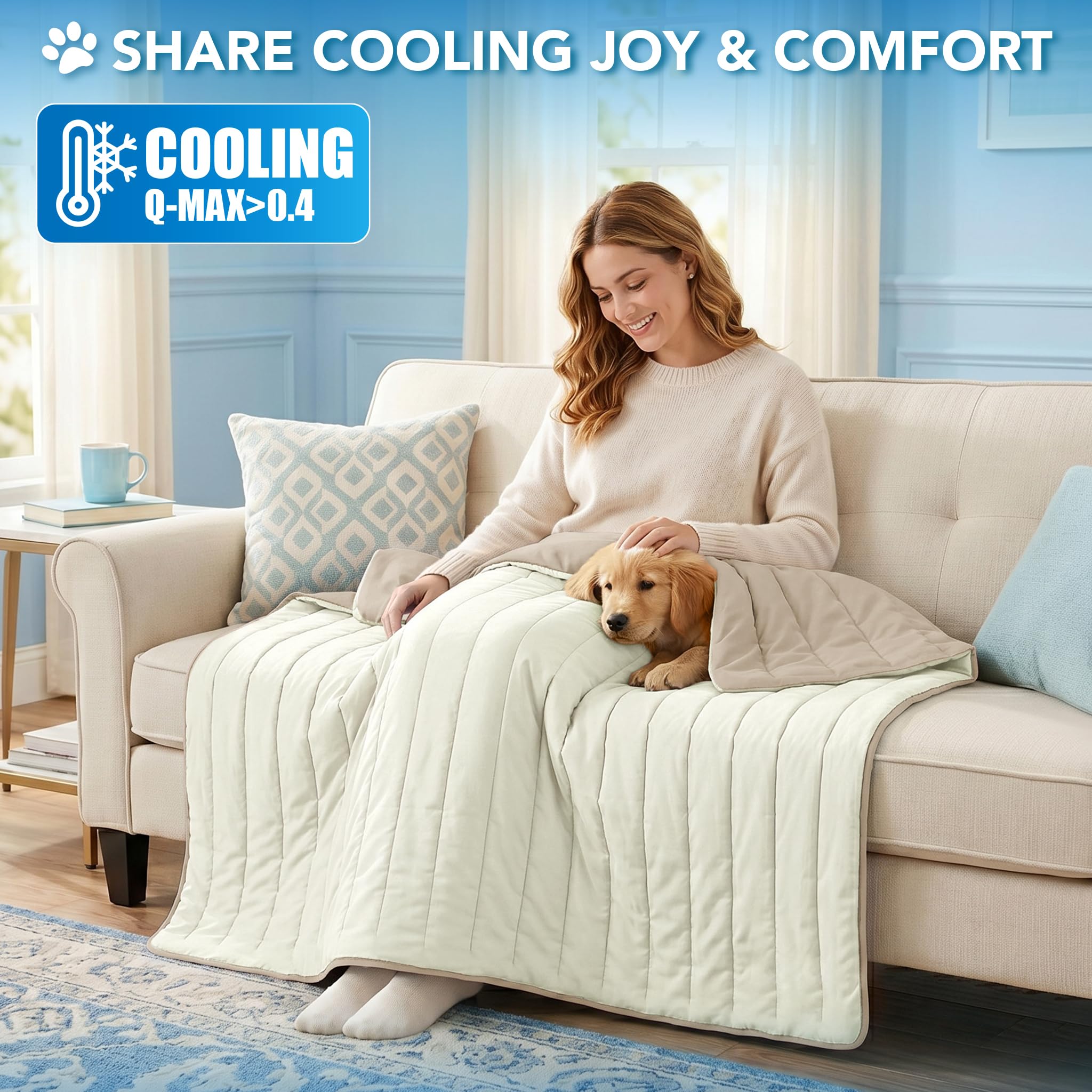 PetAmi cooling mat showing reversible sides for year-round use