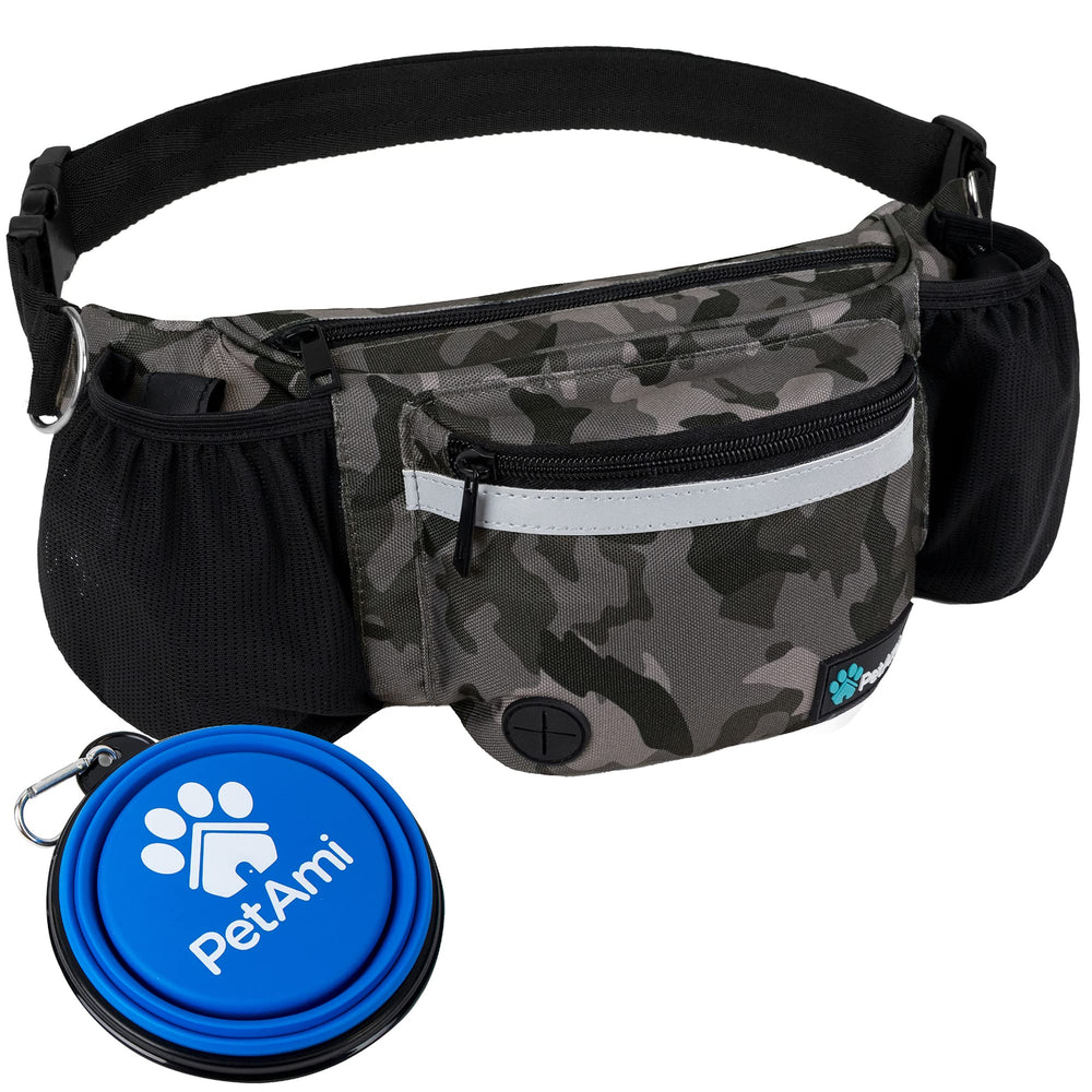 PetAmi dog fanny pack collapsible bowl for quick hydration on walks.