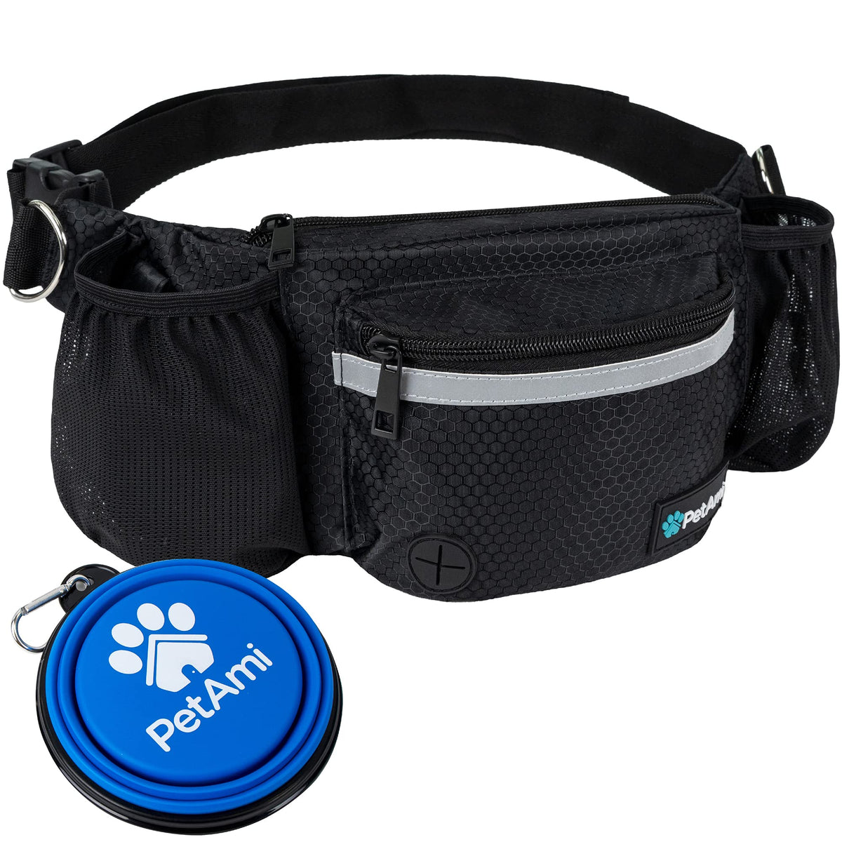 PetAmi dog fanny pack with collapsible bowl for outdoor meals on walks