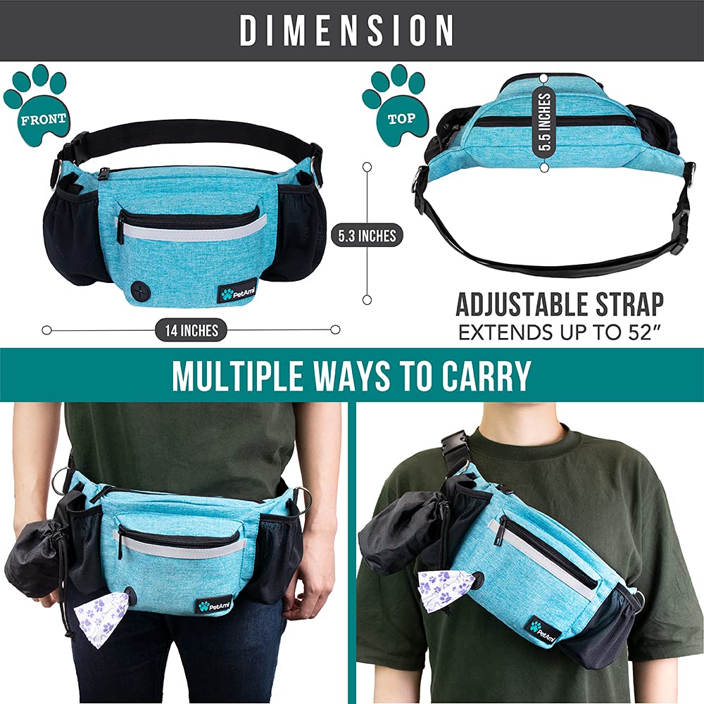 PetAmi fanny pack D rings for leash and bowl attachment during walks