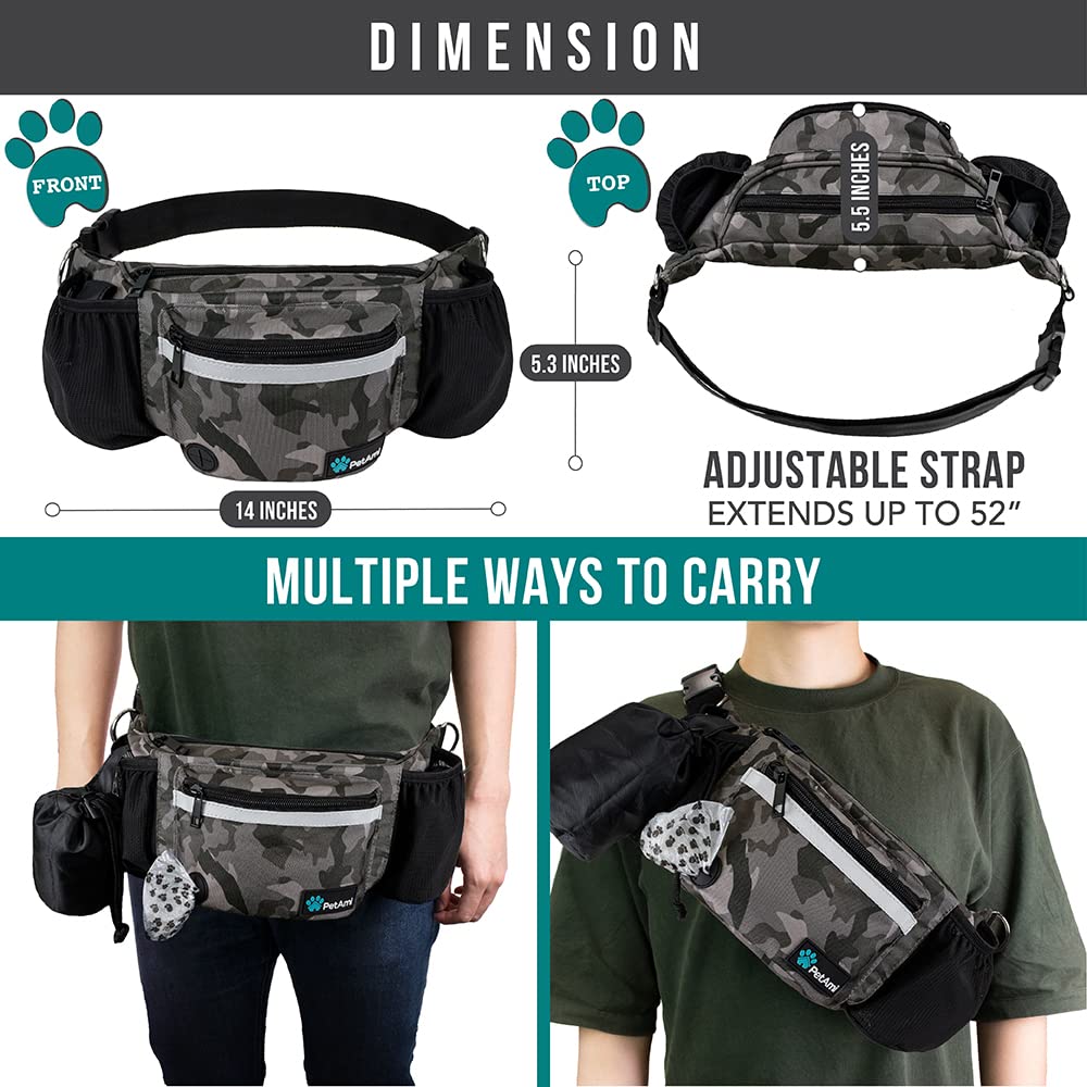 PetAmi dog fanny pack D-rings for attaching a water bowl or leash.