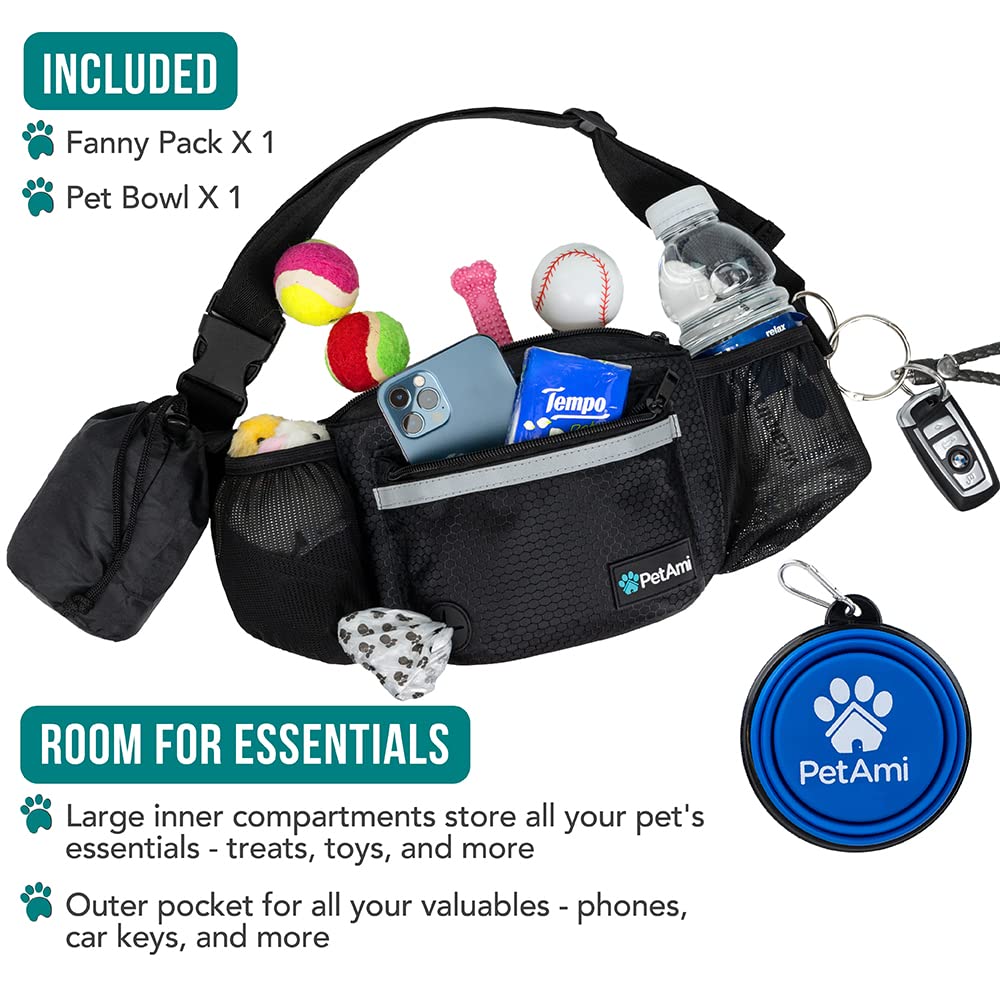 PetAmi fanny pack front pocket keeps treats and keys organized
