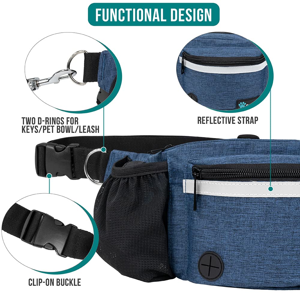 PetAmi dog fanny pack front pocket holds treats and essentials during walks