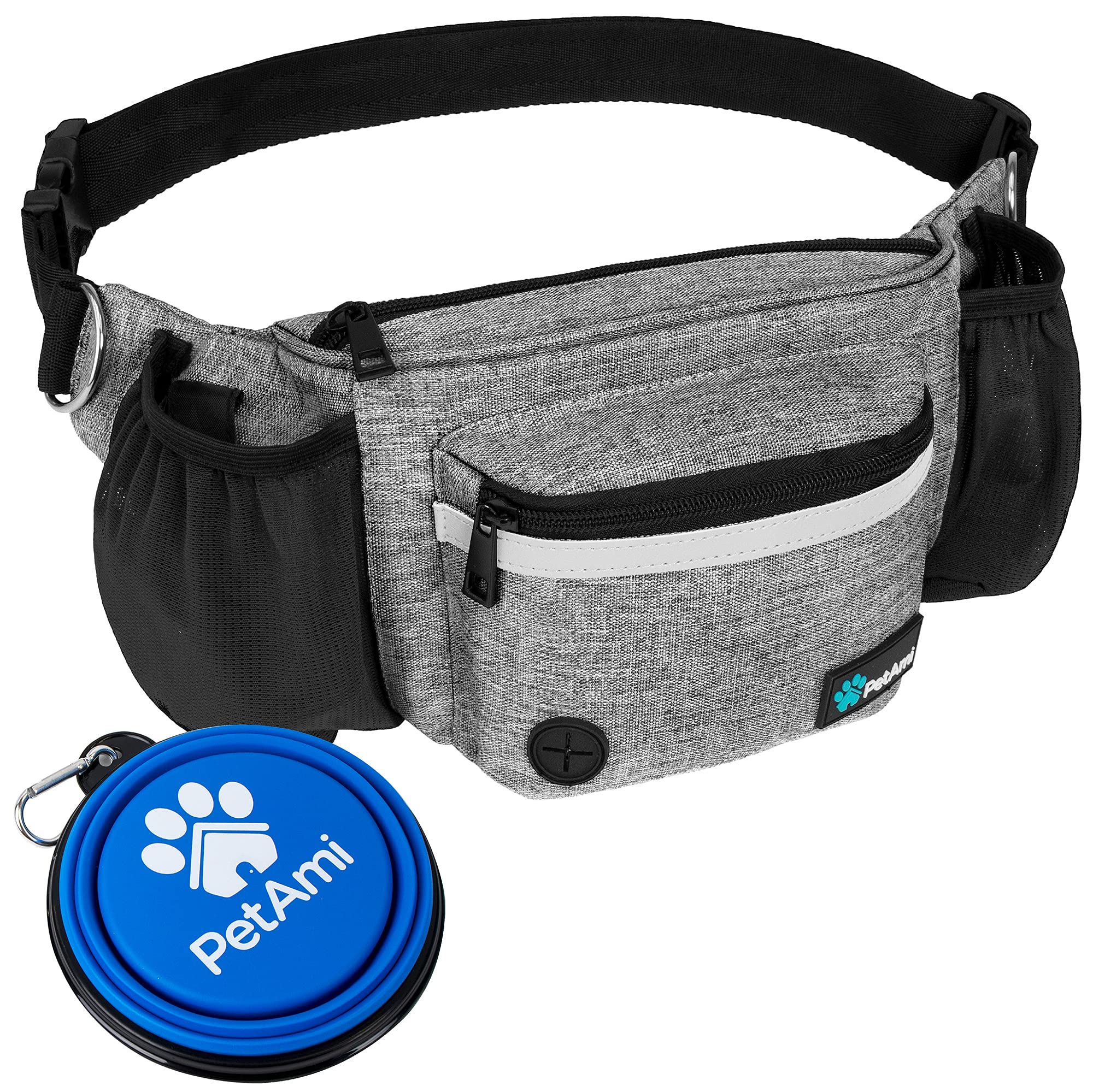 PetAmi Dog Fanny Pack front pocket for quick access to treats during walks.