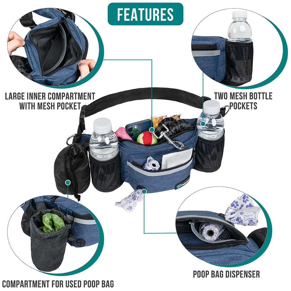 PetAmi dog fanny pack with built-in poop bag dispenser for quick cleanup