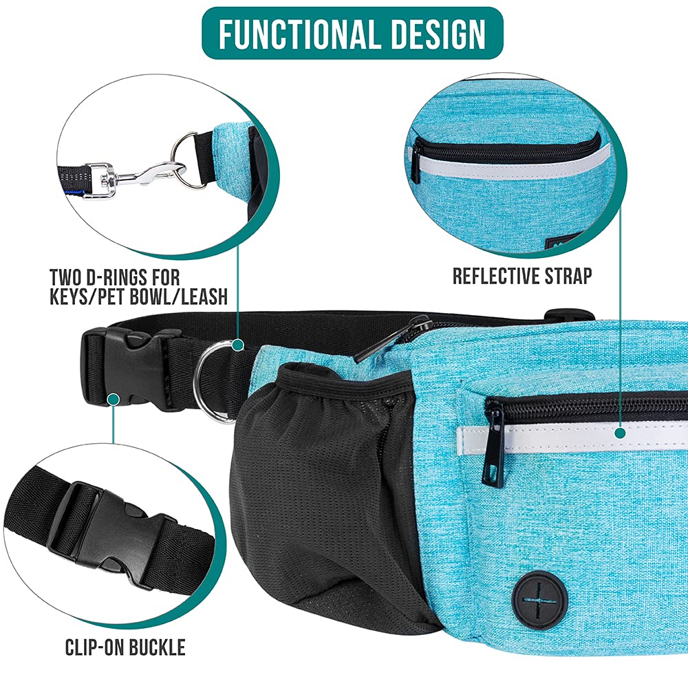 PetAmi fanny pack built-in poop bag dispenser for tidy park visits