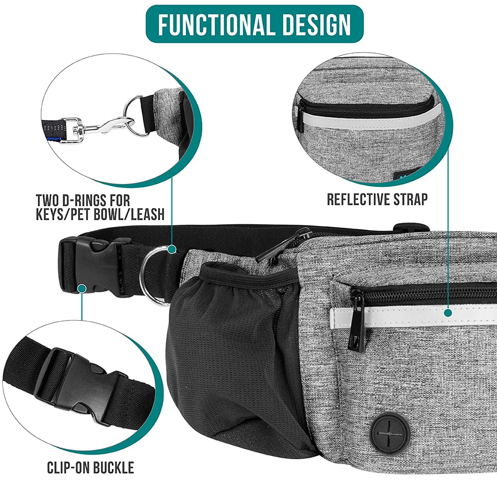 PetAmi Dog Fanny Pack built in poop bag dispenser for cleanups.