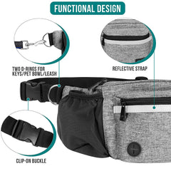 PetAmi Dog Fanny Pack built in poop bag dispenser for cleanups.