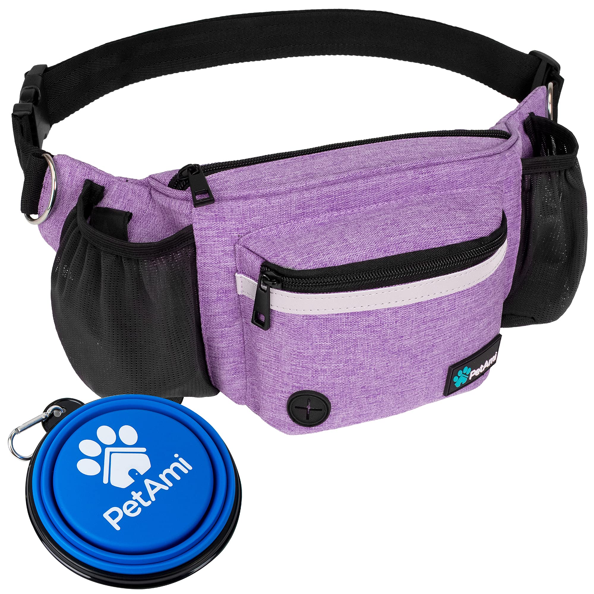 PetAmi dog fanny pack purple front pocket for easy treat access