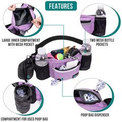 PetAmi dog fanny pack purple water bottle holder keeps drinks handy