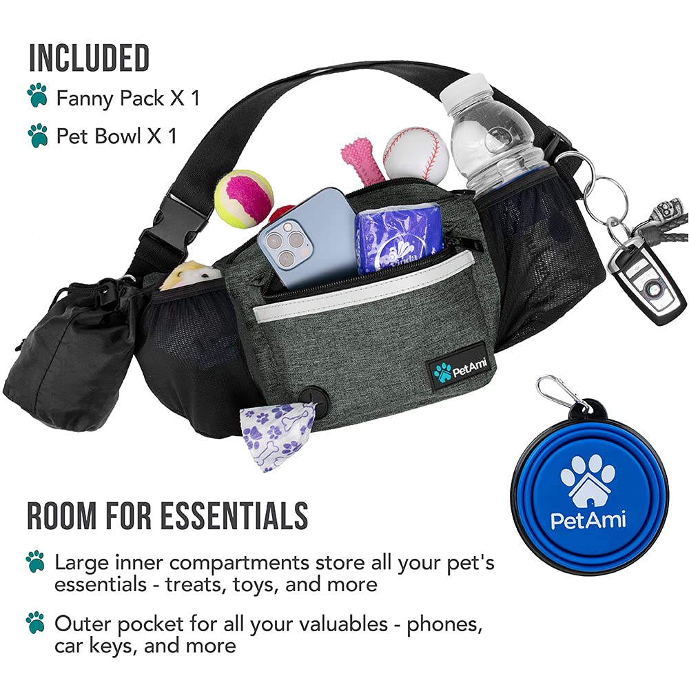 PetAmi fanny pack water bottle holder for hands free hydration