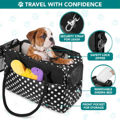 PetAmi dog purse carrier with removable sherpa bed for cozy rests.