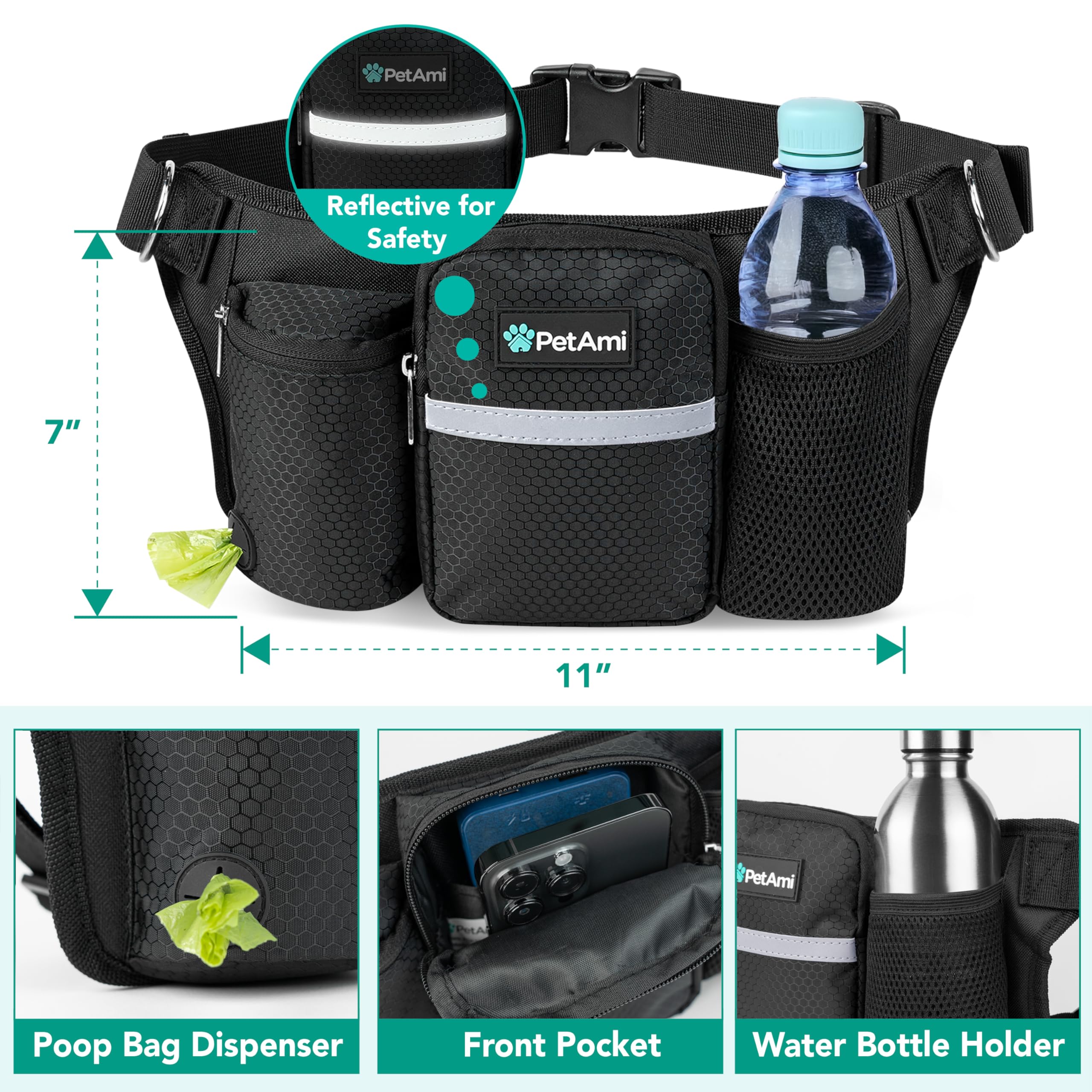 PetAmi dual bungee leashes with extendable reach for smoother walks with two dogs.